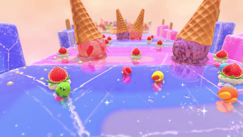 Kirby’s Dream Buffet finds Kirbys rolling through a smorgasbord of food-themed stages in four rounds of frantic multiplayer fun. (Graphic: Business Wire)