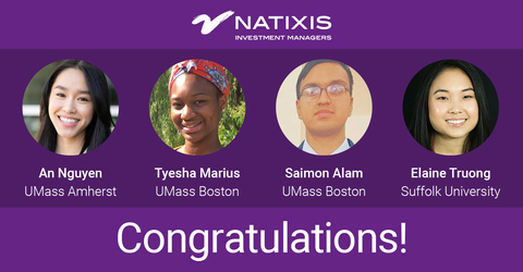 Natixis Investment Managers (Natixis IM) today announced the US recipients of the Global Equal Opportunities Advancement Scholarship for 2022. Four local students have each been awarded $5,000 renewable scholarships to apply to college tuition and expenses, along with internship and mentoring opportunities at Natixis IM. Launched in 2020, the Global Equal Opportunities Advancement scholarship program supports Natixis IM’s broader efforts to increase diversity at the firm and within the financial services industry by attracting, inspiring and developing underrepresented groups to consider careers in financial services. (Photo: Business Wire)