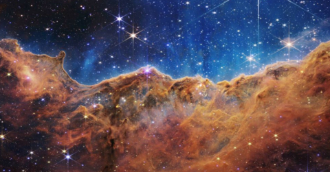 The Carina Nebula is one of the largest and brightest nebulae in the sky, located approximately 7,600 light-years away in the southern constellation Carina. Nebulae are stellar nurseries where stars form. The Carina Nebula is home to many massive stars, several times larger than the Sun. Image credits: NASA, ESA, CSA, and STScI