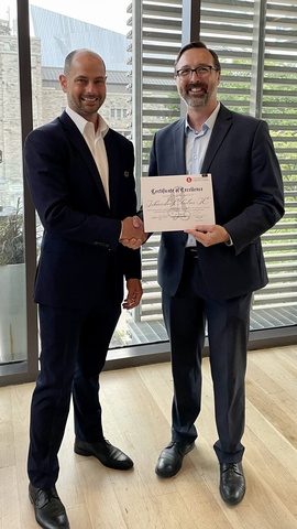 original Left-right: Toby Heaps, CEO & Co-founder, Corporate Knights with Adrian Thomas, Country President, Canada, Schneider Electric (Photo: Business Wire)