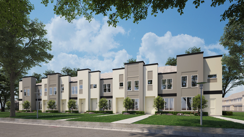 original Front elevation rendering of the Enclave at Mason Creek, Wan Bridge's latest build-to-rent community in Katy, TX. (Graphic: Business Wire)