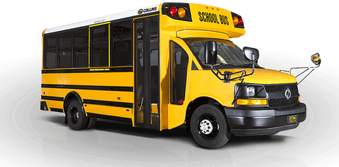 Adding the popular GM 4500 chassis to the Lightning-Collins electric Type A school bus offering provides more choice to school districts as well as alleviating supply challenges (Photo: Collins Bus Corporation)