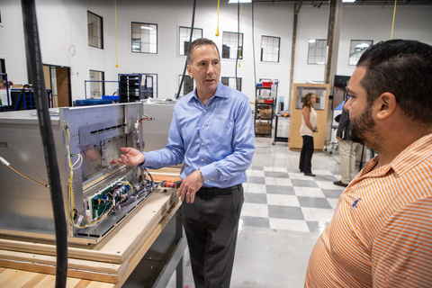 original GE Appliances, a Haier company, President & CEO Kevin Nolan explains the technology behind the Monogram Smart Flush Hearth Oven now in production at CoCREATE Stamford. (Photo: GE Appliances, a Haier company)
