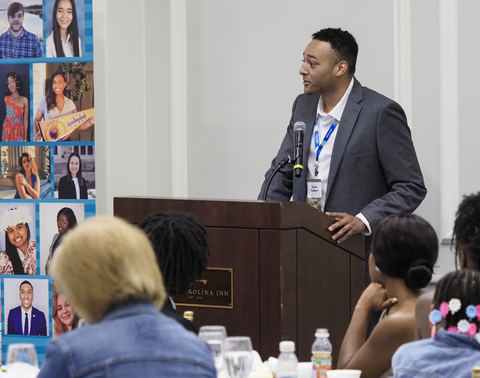 Corvias Foundation scholarship alumnus, Sean Tolbert, shared words of wisdom with the scholarship recipients and graduates during the organization’s award brunch . (Photo: Business Wire)