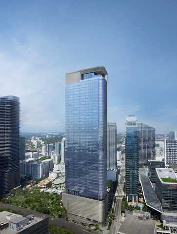 A rendering of the outside of 830 Brickell, the new Class-A+ office tower Sidley will move into in 2023. (Photo: Business Wire)