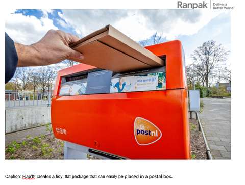 Flap’It! creates a tidy, flat package that can easily be placed in a postal box. (Photo: Business Wire)