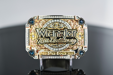 Looking ahead in its “diamond anniversary,” celebrations, the brand will give back to future generations by debuting a one-of-a-kind, diamond encrusted Wrangler 75th Anniversary Diamond Buckle crafted in collaboration with Montana Silversmiths to auction off later this year. (Photo: Business Wire)