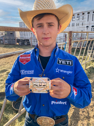 In support, Wrangler will launch “Hands of Wrangler”, a photo series featuring legends from in and out of the rodeo arena, each holding the diamond buckle. (Photo: Business Wire)