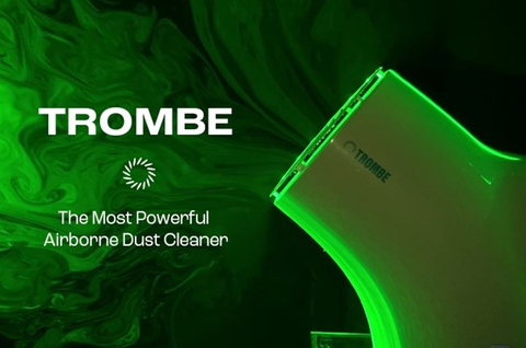 Trombe launched its first airborne dust cleaner with swirler vortex technology. (Graphic: Business Wire)