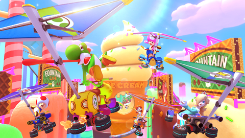 Eight more courses are making their way to the Mario Kart 8 Deluxe game with the Mario Kart 8 Deluxe – Booster Course Pass DLC* for the Nintendo Switch system on Aug. 4. Wave 2 features the delightfully sweet Sky-High Sundae course, which makes its first appearance in the Mario Kart series! (Photo: Business Wire)
