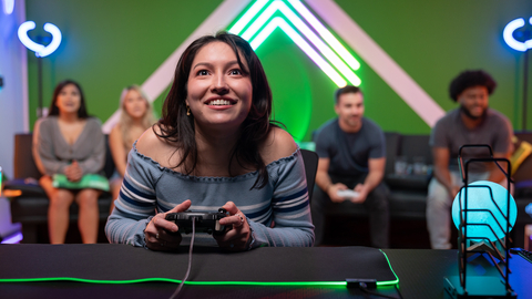Tori Vasquez is transfixed on an action video game while competing on 