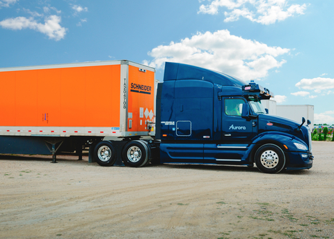 Aurora and Schneider announce a commercial pilot to autonomously haul freight for Schneider’s customers. (Photo: Aurora)