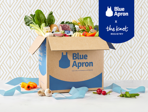 original Blue Apron is now available on The Knot Registry Store—couples can easily add Blue Apron to their registry as a unique gift option. (Photo: Business Wire)