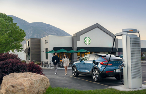 Starbucks and Volvo Cars announced the first Starbucks stores where new electric vehicle (EV) chargers, powered by ChargePoint, will be available to customers and members of the public.