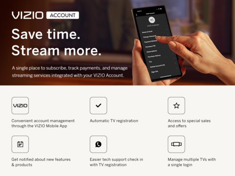 VIZIO Account Simplifies Subscriptions for Consumers (Graphic: Business Wire)