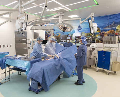 Dr. Jose Prince (second from left) performs a procedure in the new Pediatric Surgical Operating Complex at Cohen Children’s Medical Center. Credit Northwell Health.