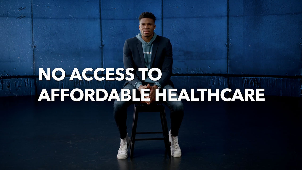 Superstar basketball player Giannis Antetokounmpo talks about his belief that healthcare access is a fundamental human right and his joining forces with Antidote Health on a mission to leave no one behind.