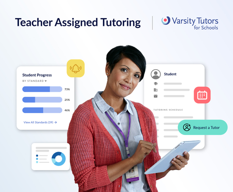 Varsity Tutors for Schools launches 'Teacher Assigned' Tutoring, enabling educators to schedule live, online, face-to-face personalized tutoring for students who would benefit from additional, targeted intervention throughout the school year. (Graphic: Business Wire)