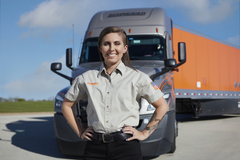 original KayLeigh McCall Schneider driver and Women In Trucking ambassador (Photo: Business Wire)