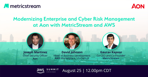 MetricStream and Aon Share Best Practices for Modernizing Enterprise and Cyber Risk Management at AWS Summit, Chicago on August 25, 2022 (Graphic: Business Wire)