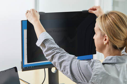 Companies can protect their sensitive and confidential data on their monitor displays, especially as more employees return to the office, with the new COMPLY Magnetic Attach for Monitors from 3M. (Photo: Business Wire)