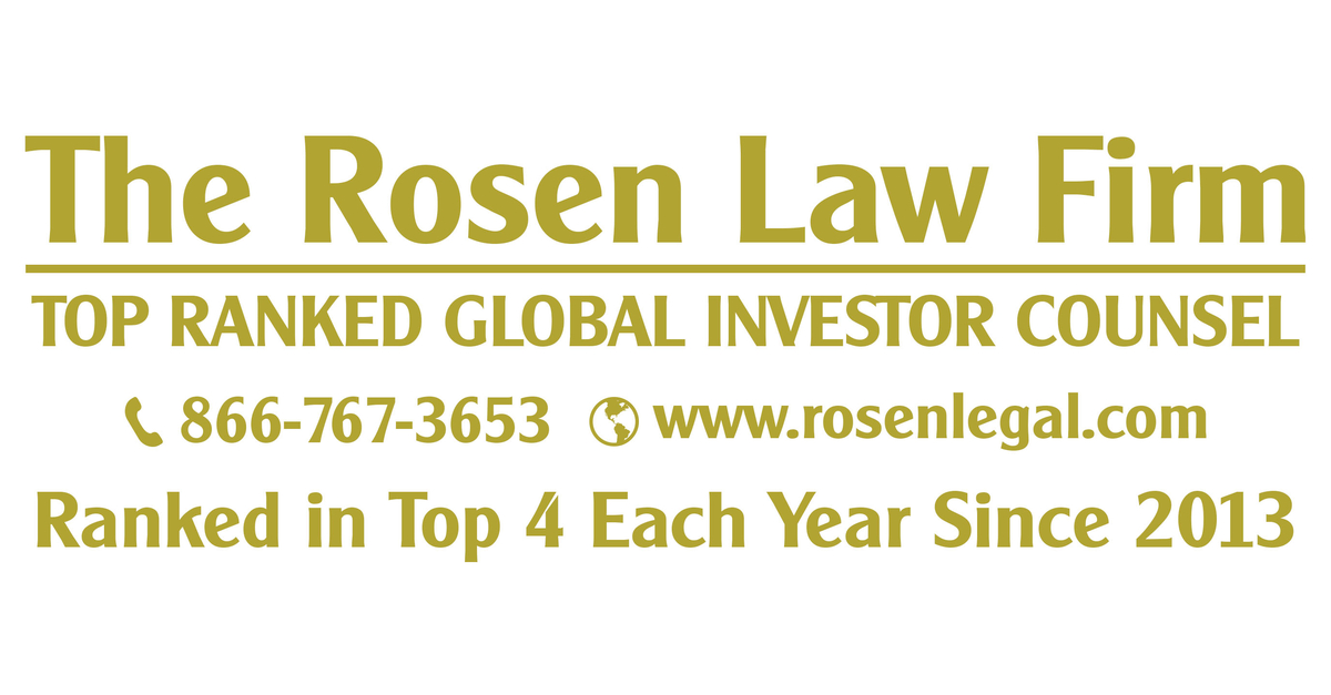 EQUITY ALERT: Rosen Law Firm Files Securities Class Action Lawsuit Against ...