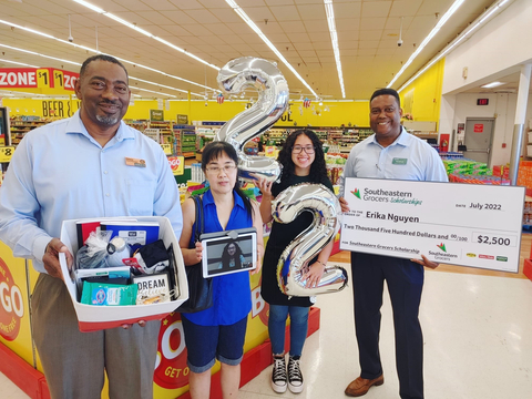 Southeastern Grocers presented $70,000 in college scholarships to 28 associates to help fund their future education, including $2,500 to Harveys Supermarket associate Erika Nguyen. (Photo: Business Wire)
