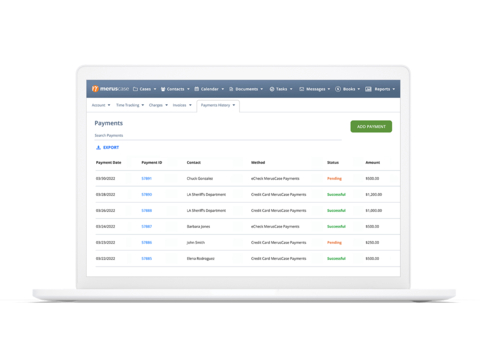 MerusPay is built right into MerusCase, meaning you never have to leave the app to process payments or view payment reports. (Photo: Business Wire)