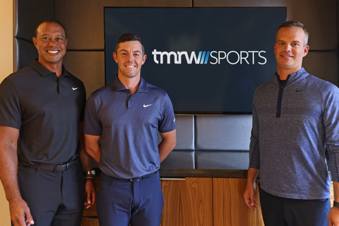 Cofounders Tiger Woods, Rory McIlroy and Founder, CEO Mike McCarley, TMRW Sports Group (Photo: Business Wire)