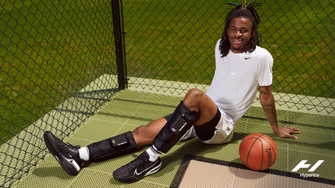 Hyperice Athlete Ambassador and Investor, Ja Morant, wearing the Normatec Go, the newest dynamic air compression therapy device from Hyperice. The new products will be approved for sideline use across the NBA, NFL, MLB and PGA TOUR. (Photo: Business Wire)