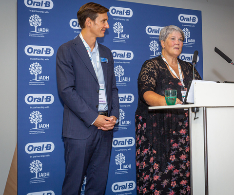 Pictured (left to right): Benjamin Binot, Oral Care Senior Vice President at Procter & Gamble and Prof Alison Dougall, President of the International Association of Disability and Oral Health (iADH). Credit: Djibrann Hass