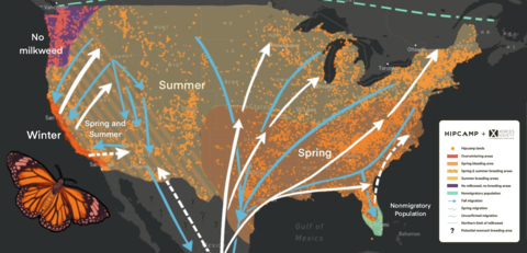 “We mapped monarchs’ migratory paths over the lands of our North American Hosts and realized that Hipcamp is uniquely positioned to make a difference,” said Ravasio. Around the globe, Hipcamp Hosts steward more than 4 million acres of private land that spans hemispheres and countries, counties and municipalities. (Graphic: Business Wire)