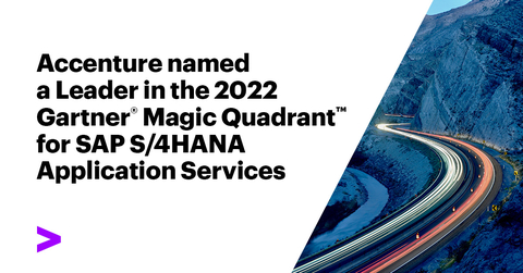 Accenture has been named as a Leader in the 2022 Gartner “Magic Quadrant for SAP S/4HANA® Application Services, Worldwide” report. (Graphic: Business Wire)