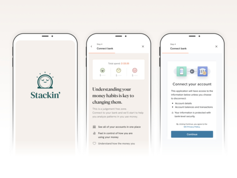Stackin’ uses MX to allow users to securely connect their bank accounts. The data is then used to help users determine how their transactions make them feel. (Graphic: Business Wire)
