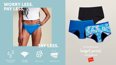 Hanes® Comfort, Period.™ Underwear Offers Premium Period Protection Without The Premium Price Tag (Photo: Business Wire)