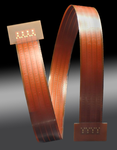 Nortech Systems' Flex Faraday Xtreme (FFX) is a flexible printed circuit for transmitting high frequency signals while precisely controlling both crosstalk and impedance, minimizing electromagnetic interference, improving parallel transmission alignment, and increasing data density. With FFX, Nortech provides intelligent transmission lines that provide benefits over traditional micro coax cables in challenging applications. (Photo: Business Wire)