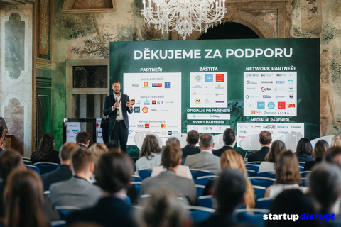 Patrik Juránek, Founder and CEO of Startup Disrupt delivering remarks at the Sustainable Future International Conference in Prague, Czech Republic. (Photo Credit: Startup Disrupt)