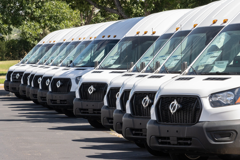 The first batch of electric class 3 cargo vans in GoBolt’s order. (Photo: Lightning eMotors)