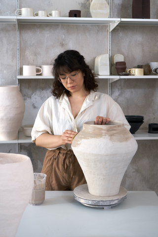 Elia Neophytou hand makes one-of-a-kind ceramic objects, tableware and vases in Nicosia, Cyprus. Photo courtesy of Elia Neophytou.