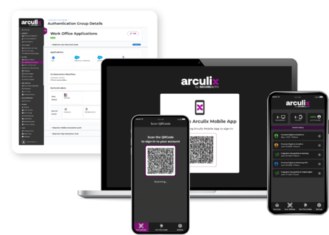 Arculix by SecureAuth User interface and mobile app for passwordless desktop SSO and continuous authentication for next-generation adaptive access and authentication. (Photo: Business Wire)