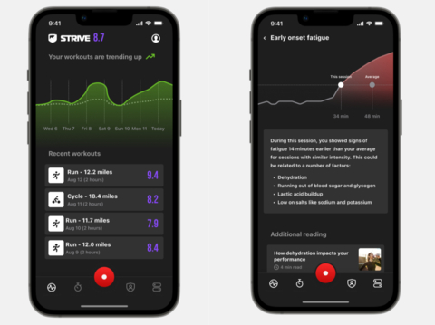 STRIVE Elite provides user-friendly insights into how your body is handling your training (Photo: Business Wire)