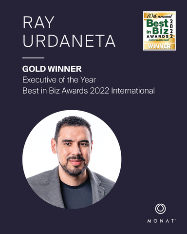 MONAT Global CEO, Ray Urdaneta, named Best in Biz Awards 2022 International Gold Winner - Executive of the Year. (Photo: Business Wire)
