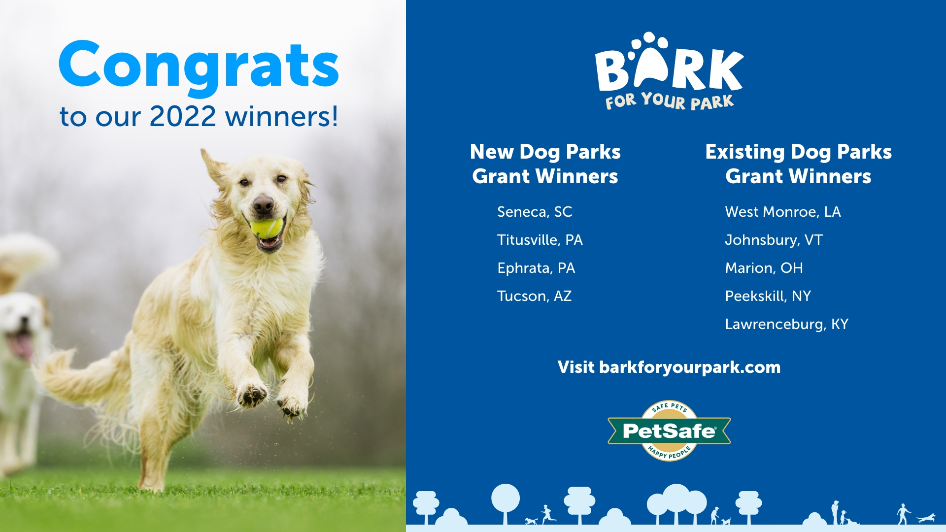 PetSafe® Announces Winning Communities for 2022 Bark for Your Park™ Grant  Contest, Awards $125,000 For Off-Leash Dog Parks | Business Wire