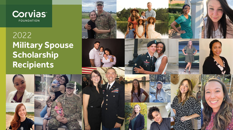 Corvias Foundation announced the 18 recipients of the 2022 military spouse scholarship. Each recipient will receive a one-time award that will support them in their pursuit of a higher education degree. (Graphic: Business Wire)