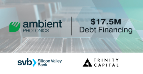 Ambient Photonics completes initial financing for state-of-the-art U.S. solar manufacturing facility with $17.5 million in debt financing from Silicon Valley Bank and Trinity Capital. (Graphic: Business Wire)