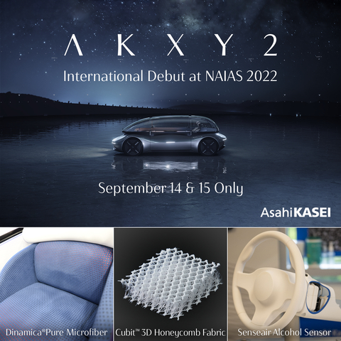 AKXY2, Asahi Kasei's latest concept car for the future of autonomous electrified mobility, will make its first appearance outside of Japan at NAIAS 2022 in the main concourse of Huntington Place in Detroit on September 14 and 15 only. Learn more at AKXY2 https://asahi-kasei-mobility.com/en/akxy2/ . (Photo: Business Wire)