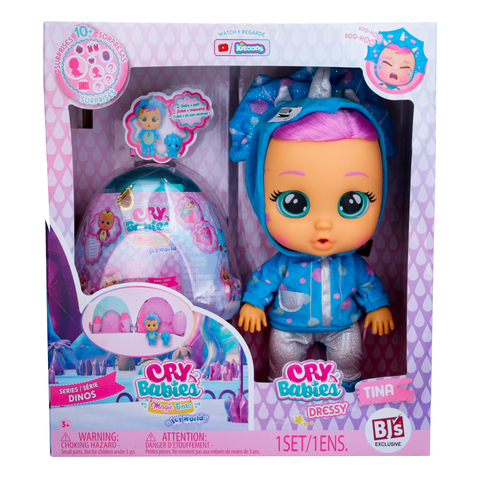 thumbnail Cry Babies Dressy Tina 12” Doll and Magic Tears Icy World Dino Pack (Photo: Business Wire)