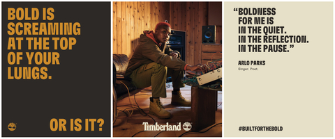 Today Timberland revealed its new Brand Voice Campaign, Built for the Bold, which celebrates those who harness their inner bold to move the world forward and calls on people across the globe to do the same. Here, singer/poet Arlo Parks makes her statement about what it means to be bold – and it’s not always what you expect. (Graphic: Business Wire)