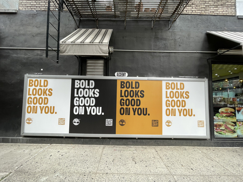 Timberland’s Built for the Bold campaign comes to life in a carefully orchestrated, 4-phase rollout plan that is at the same time global and highly localized. Bold statements began appearing on social media and out-of-home in key cities. Here, an example from SOHO, NYC. (Photo: Business Wire)