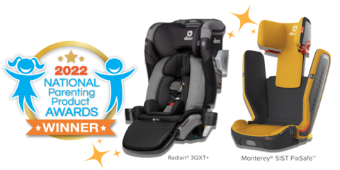 The Radian 3QXT+ and the Monterey 5iST FixSafe have won National Parenting Product Awards. (Graphic: Business Wire)